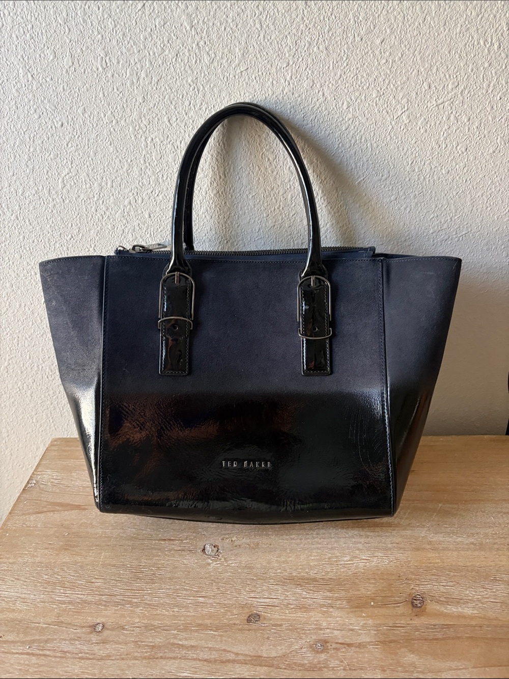 Ted Baker Black Two-Texture Tote